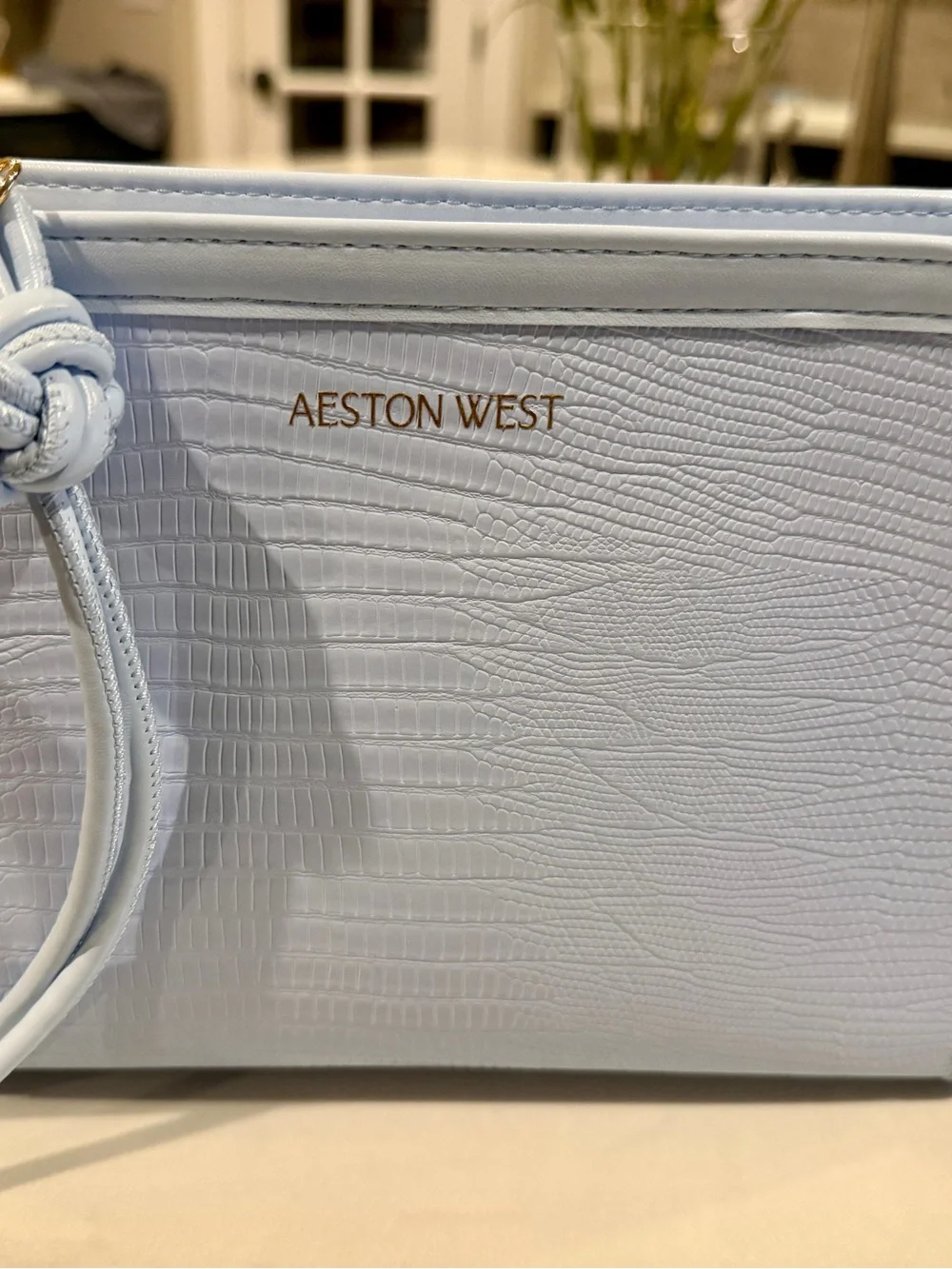 Aeston West Voyage Bag - Clutch Women's Light Blue Textured - Vegan Leather -